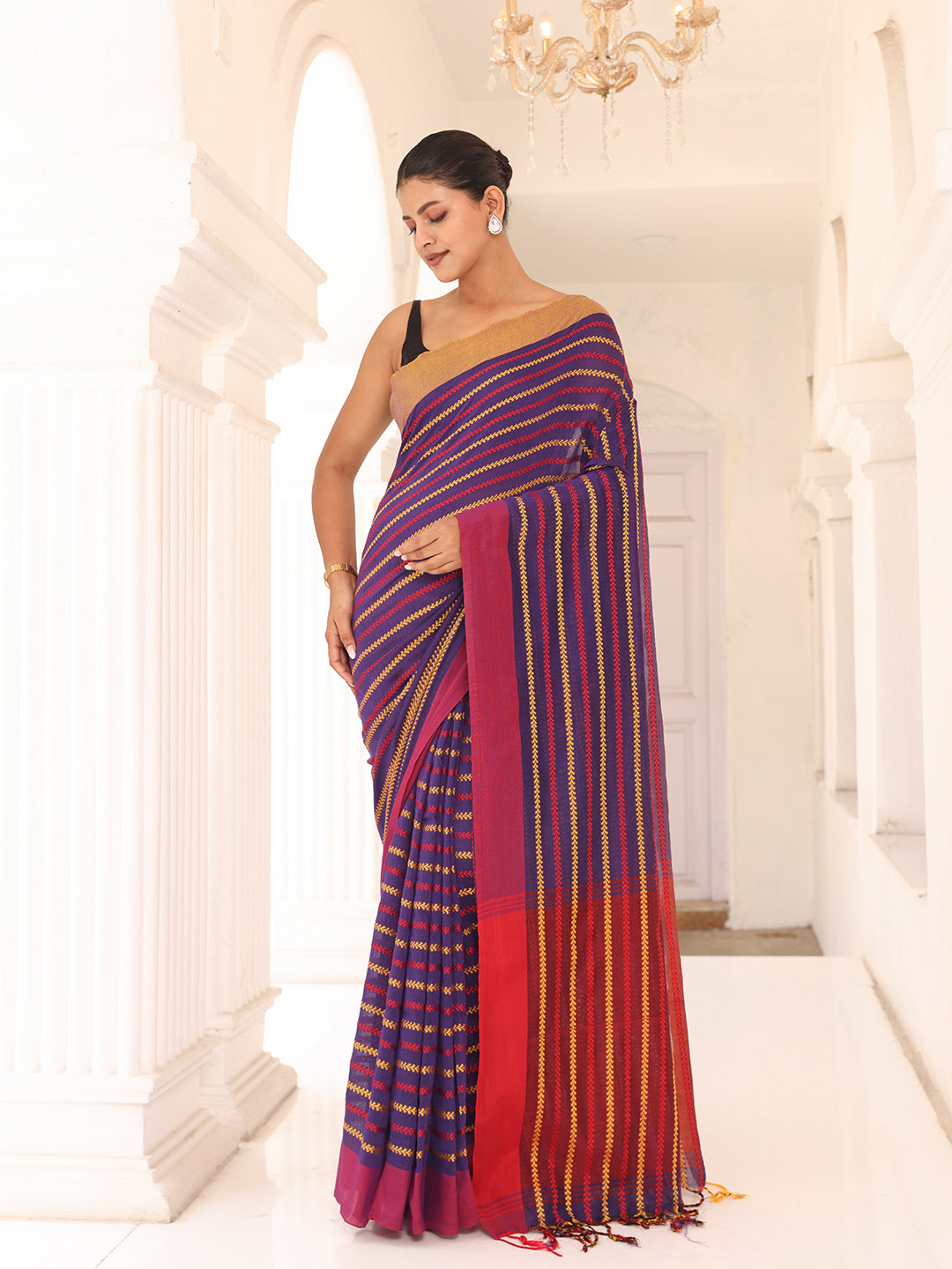Blue Cotton Saree