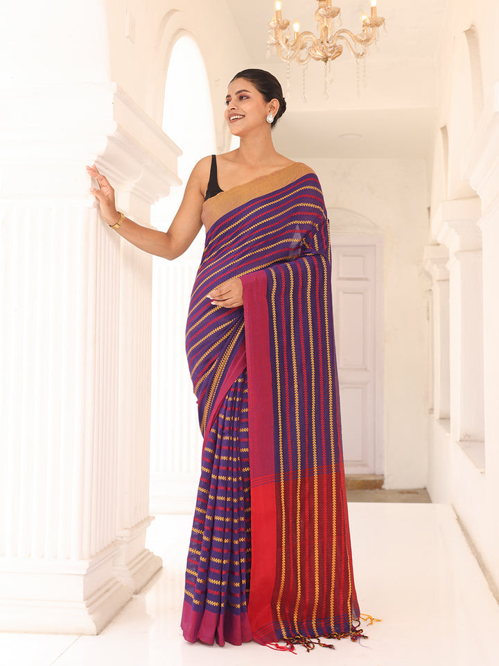 Blue Cotton Saree