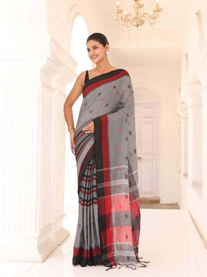 Grey Cotton Saree