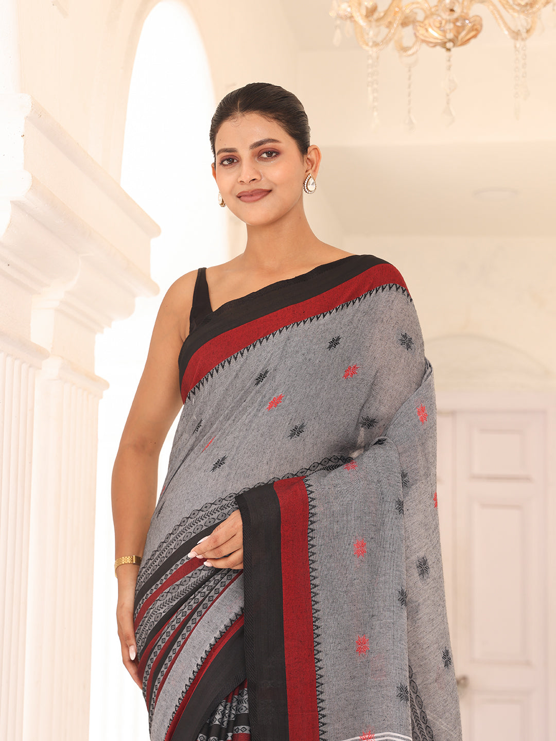 Grey Cotton Saree