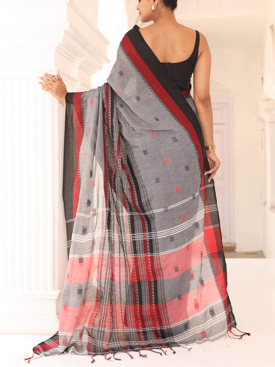 Grey Cotton Saree