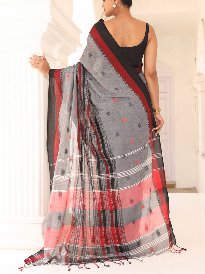Grey Cotton Saree