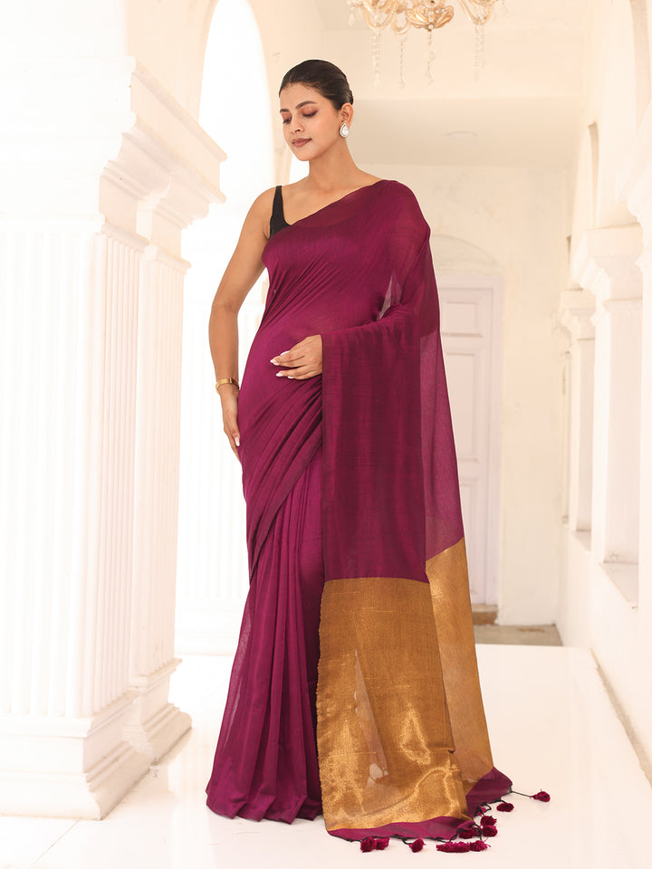 Magenta Cotton Saree