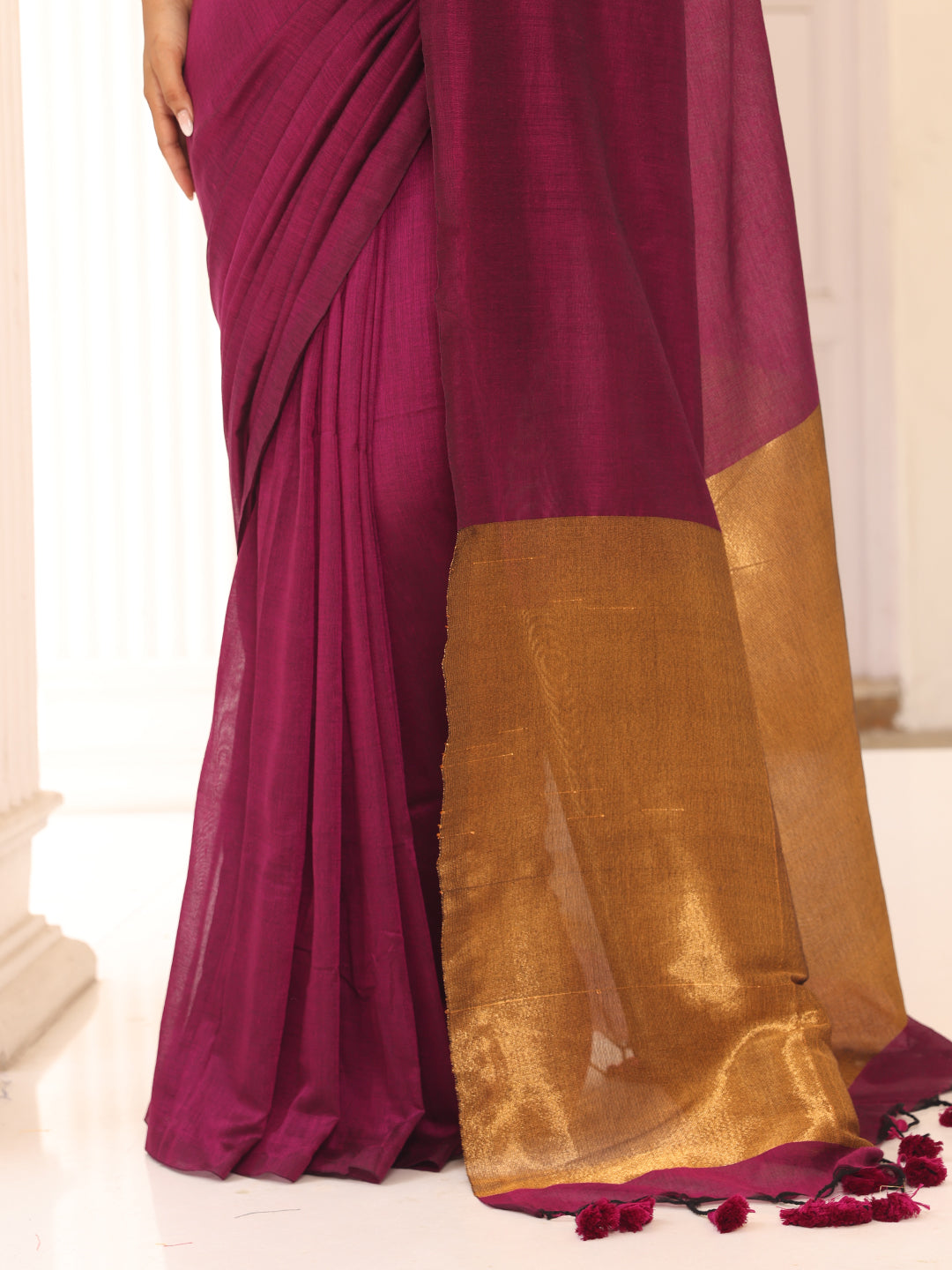 Magenta Cotton Saree