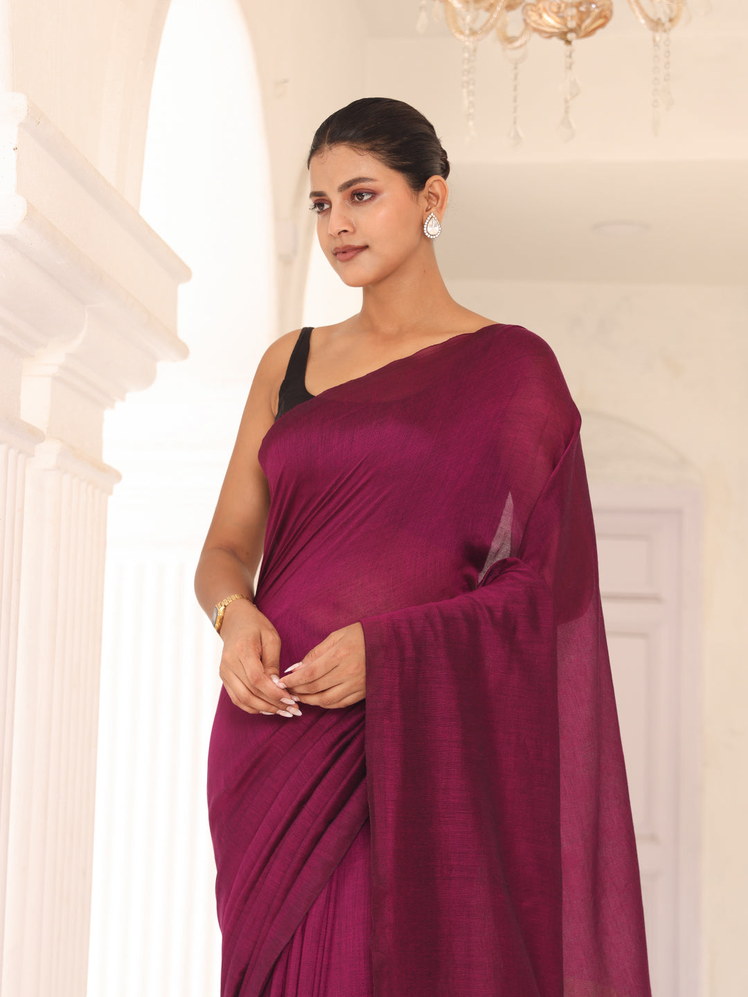 Magenta Cotton Saree