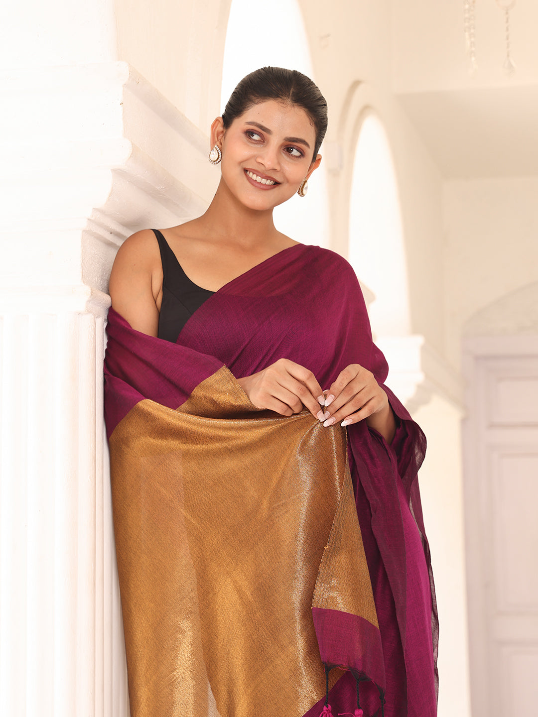 Magenta Cotton Saree