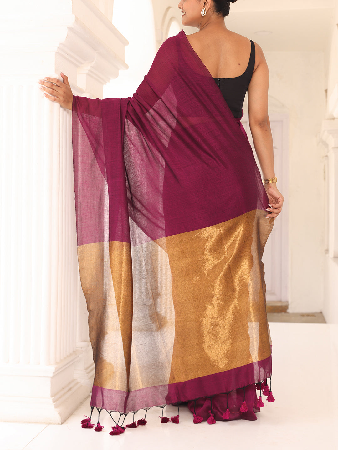 Magenta Cotton Saree
