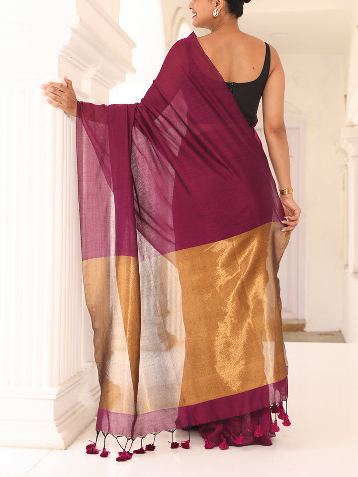 Magenta Cotton Saree