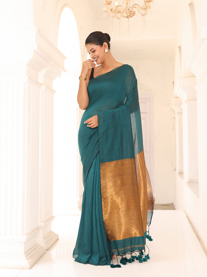 Blue Cotton Saree