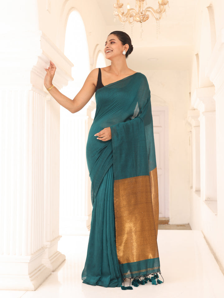 Blue Cotton Saree