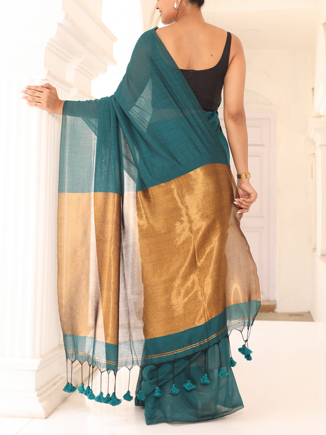 Blue Cotton Saree