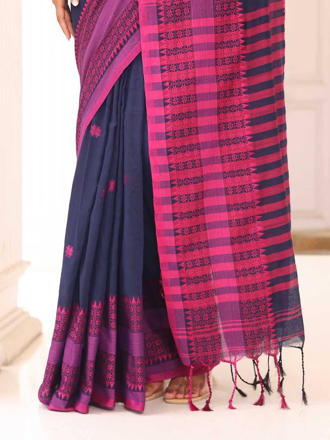 Navy Blue Cotton Saree