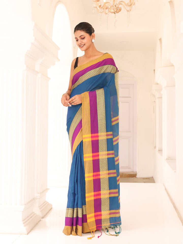 Blue Cotton Saree