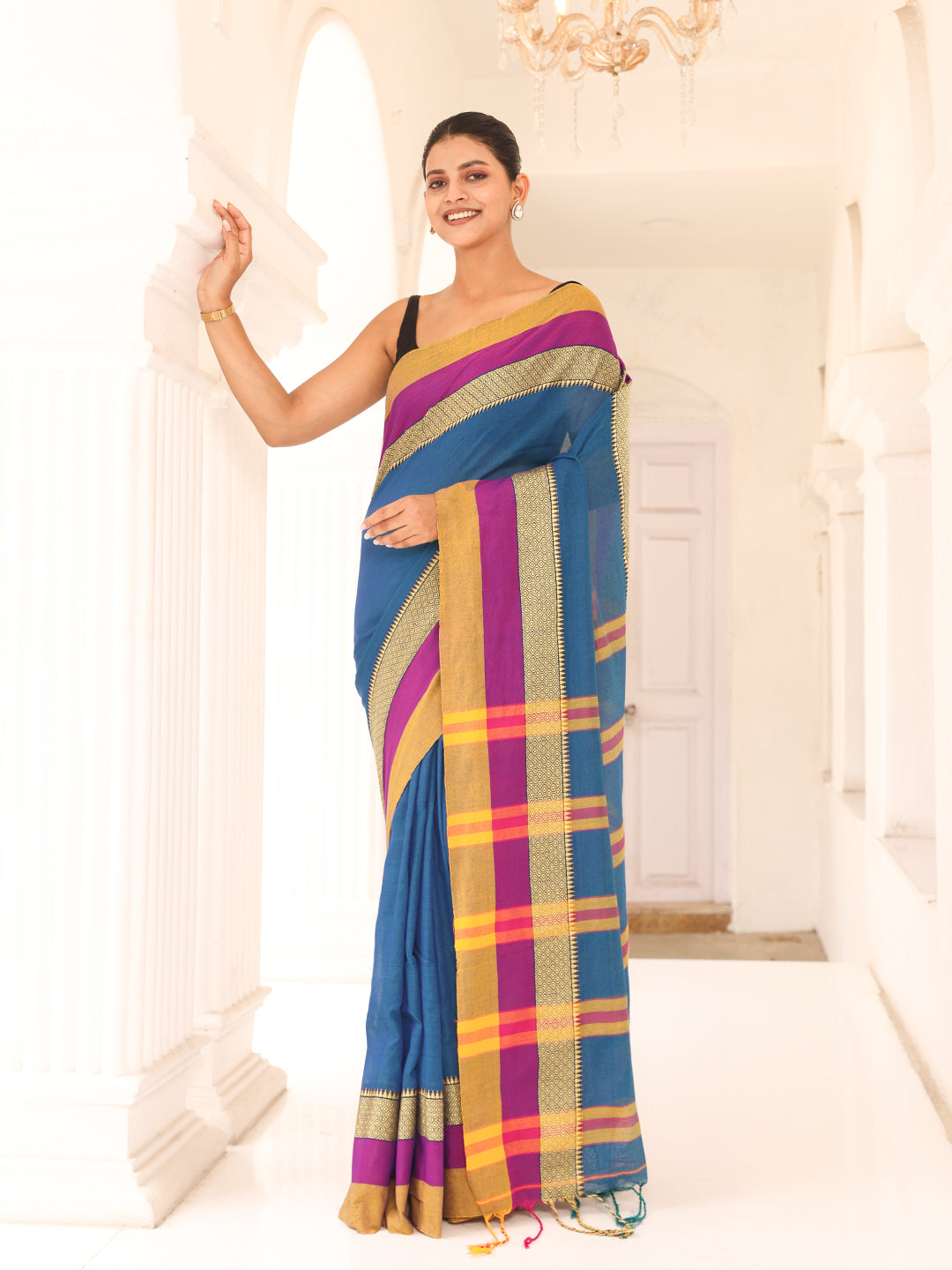 Blue Cotton Saree
