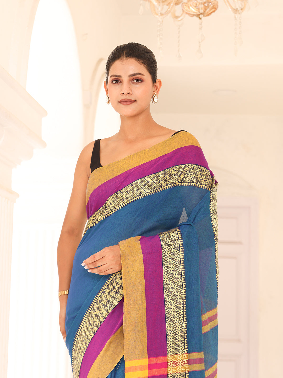 Blue Cotton Saree