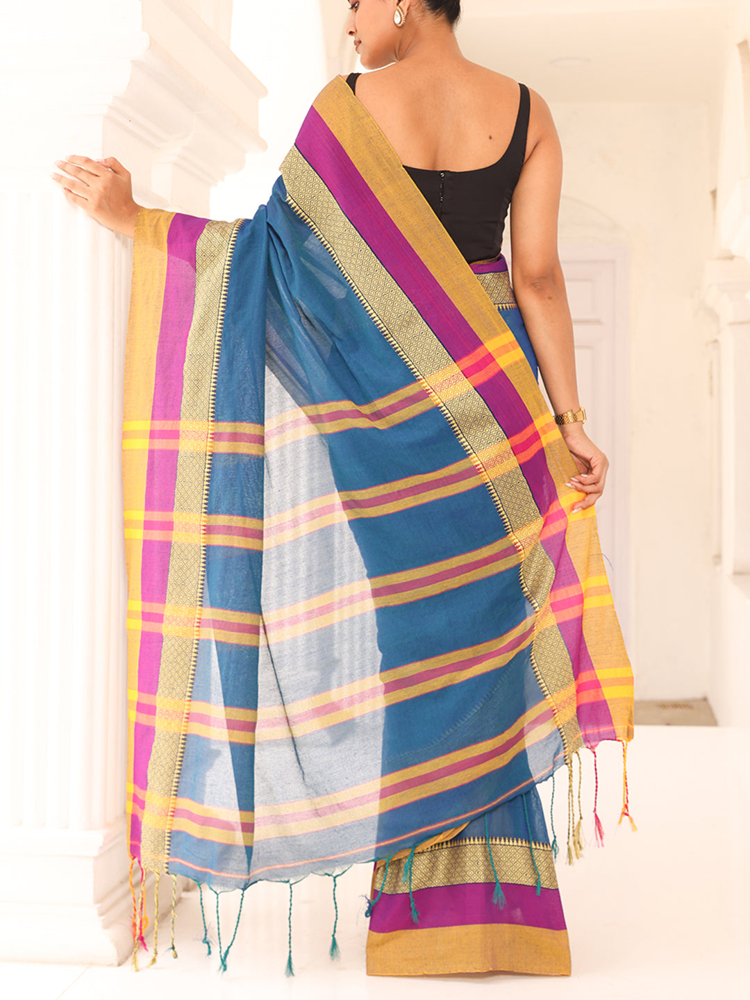 Blue Cotton Saree