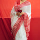 White Red Cotton Saree