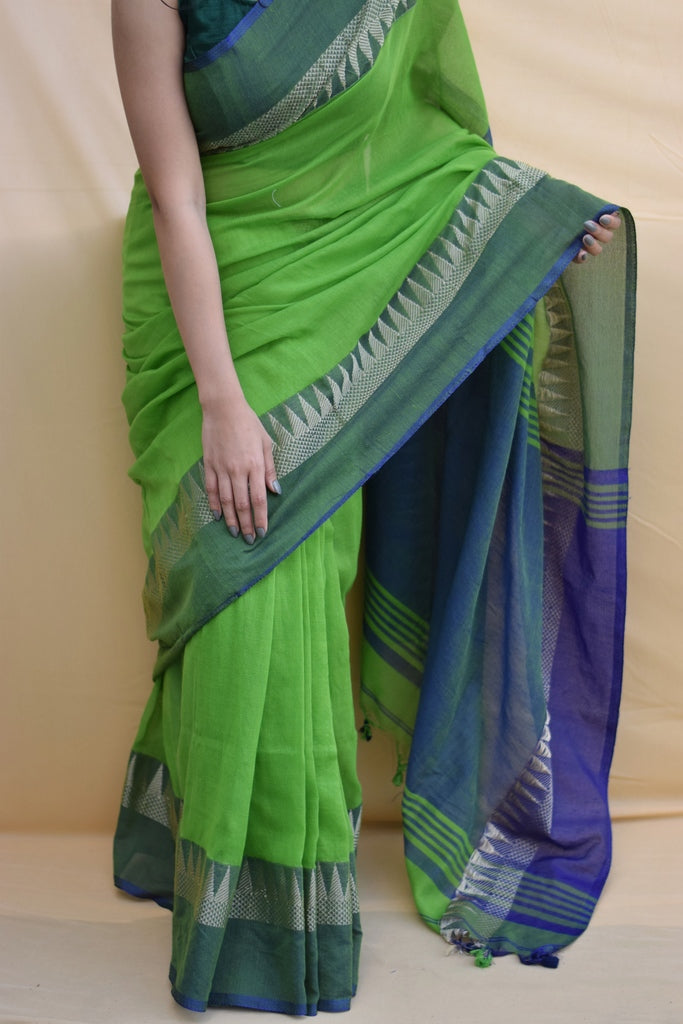 Gracefully Grey - Handwoven Khadi Cotton Saree - Indic Brands